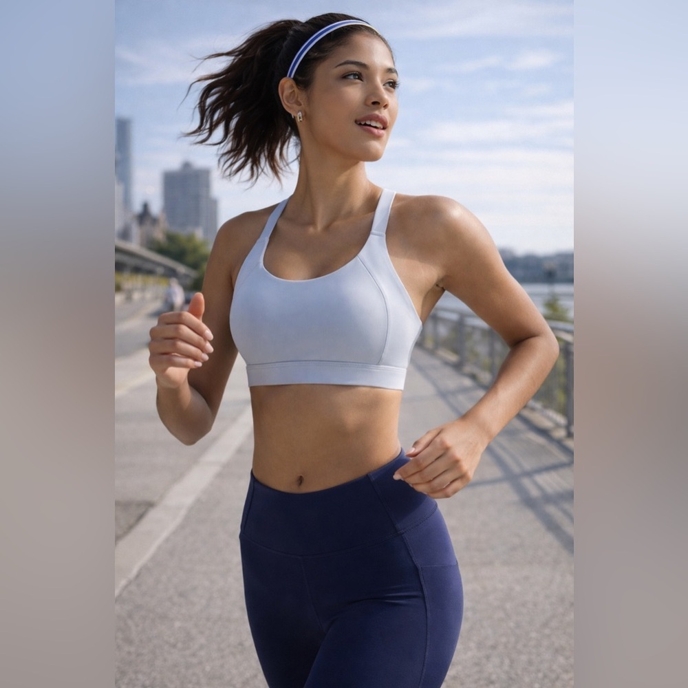 NWT MEDIUM Running Girl Light Gray Sports Bra M